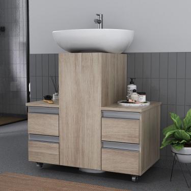 Imagem de Gabinete Banheiro Coluna Para Encaixe Madeirado Inteiro