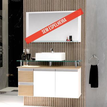 Imagem de Gabinete Banheiro 2 Gavetas 2 Portas Diamante 80cm - Freijó Amadeirado - Bege