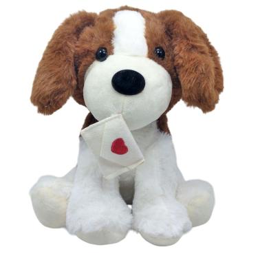 Imagem de Cachorro Pelúcia Apaixonado 25 Cm Altura Fofinho Marrom