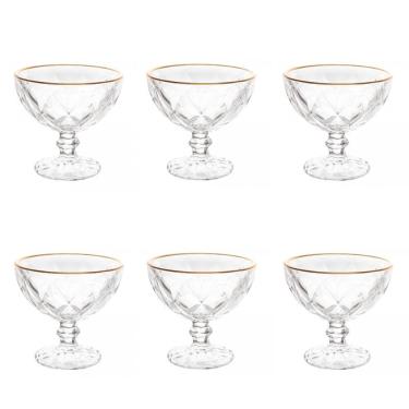 Imagem de Taças De Vidro Com Fio De Ouro Para Sobremesa 6 Peças 250 Ml Diamonds Lyor