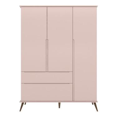 Imagem de Guarda Roupa Infantil Retrô Melinda 3 Portas E 2 Gavetas Rosê - Phoenix Baby Rosê