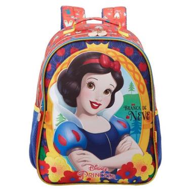 Imagem de Mochila Costas 16" Branca de Neve Escolar Princesas Meninas, Azul