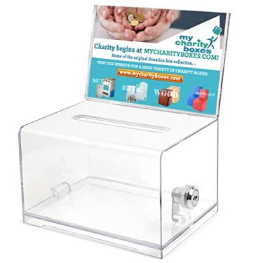 Imagem de Caixa de votação e desenho da coleção SAFEDonation, bilheteria de votação ou comentário, caixa de sugestões de arrecadação de fundos 16 x 12 x 10 cm, suporte de sinal de exibição 10 x 15 cm com