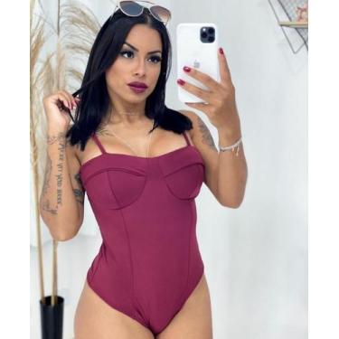 Imagem de Body feminino alça fina estilo retro com bojo - moda filo, Fucsia, G