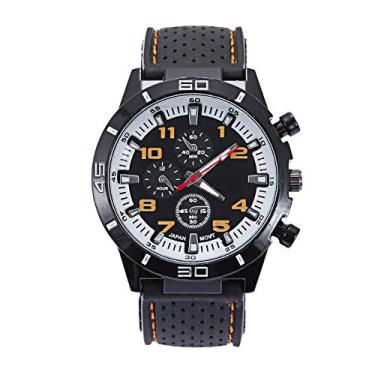 Imagem de LsvtrUS Relógio Masculino GT Racer Sport Pilot Militar Aviador Estilo Exército Preto Silicone, B-Orange