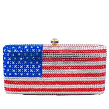 Imagem de Bolsas de embreagem de cristal com bandeira nacional da Boutique De FGG para noite e bolsas de mão para mulheres, sacos de strass para festas formais, American, Small