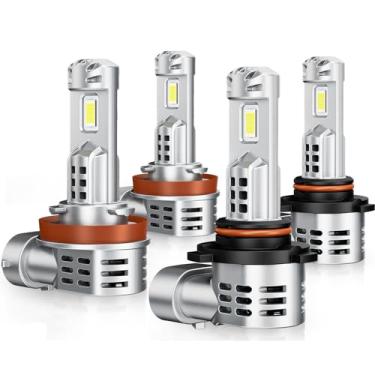 Imagem de NOVCAPAR Combo de lâmpadas LED H8/H11 HB3/9005, 60000LM super brilhante, 6500K branco frio com ventilador de resfriamento, Plug & Play, lâmpada de neblina LED, tamanho mini 1:1, IP68 à prova de água