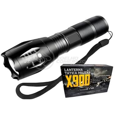 Imagem de Lanterna Led Militar X900 Com Bateria Recarregável Foco De Luz Ajustável Com Sinalizador Incluso
