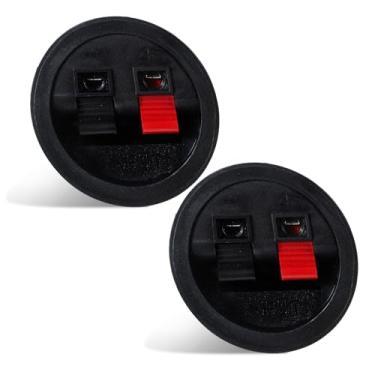 Imagem de 2 peças de terminais de alto-falante, sub caixa, caixa de alto-falante, copo de terminal, caixa de subwoofer, placas de terminais, caixa de subwoofer de mola redonda, conector de borne de ligação de