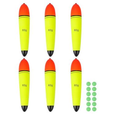 Imagem de YELARXI Boias deslizantes de pesca, boias de espuma EVA com contas de peixe, flutuação de 59,5 g, adequada para poleiro, carpa, rolhas, água salgada, água doce (pacote com 6, vermelho/amarelo)