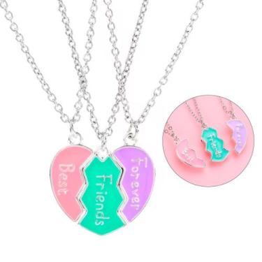 Imagem de Colar Melhores Amigas Imã Triplo Coração Best Friend Forever - Things 