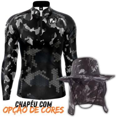 Imagem de Kit Camiseta Blusa Camisa Chapéu Camisa Blusa Camuflada Militar Pesca 