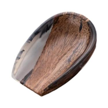 Imagem de Fenteer Copo dosador de grãos de café, bandeja de pesagem, madeira, resina, decorativo, colher de chá de folhas soltas, tigela de pesagem para casa de chá, Color a