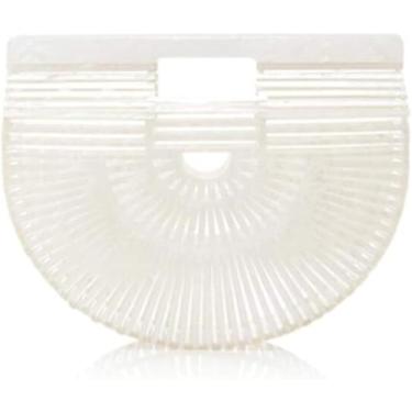Imagem de Bolsas De Acrílico Sacos De Cesta Sacos De Malha à Mão Bolsas Ocas Bolsas De Praia Bolsas Femininas, Pearlescentwhite, One Size