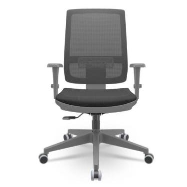 Imagem de Cadeira Brizza Diretor Grafite Tela Preta Assento Aero Preto Base Rela