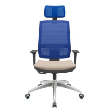 Imagem de Cadeira Office Brizza Tela Azul Com Encosto Assento Poliester Fendi Re