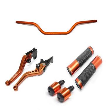 Imagem de Kit Guidão 22mm Manopla v2 Manete Fazer 150 250 - Stark Race, Laranja