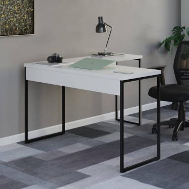 Imagem de Escrivaninha para Escritório em L Work Branco/Preto