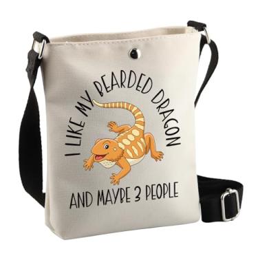 Imagem de BDPWSS Presentes engraçados de dragão barbudo I Like My Bearded Dragon And Maybe 3 People Lizard Lover Crossbody Bag Beardie Gifts, Cbag dragão barbudo, Tendência