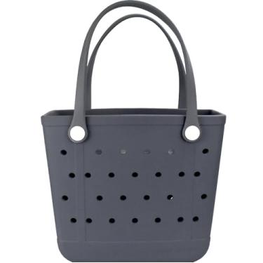 Imagem de Dvopfa Bolsa de praia de borracha grande, média e pequena – bolsa lavável à prova d'água com bolso com zíper, bolsa de viagem durável para mulheres, praia, piscina, barco, esportes e mantimentos