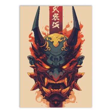 Imagem de Placa Decorativa Oni Mascara Ilustração Japão 8 Bits Gamer Poster Quarto Sala