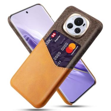 Imagem de Capa para Honor Magic6,Anti-deslizamento,Proteção contra quedas de 360°,Resistência à impressão digital,Tela e caso de couro PU com 1 slot de cartão atrás-Brown