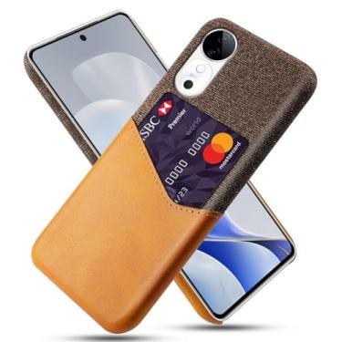 Imagem de Capa para Vivo S19 5G,Anti-deslizamento,Proteção contra quedas de 360°,Resistência à impressão digital,Tela e caso de couro PU com 1 slot de cartão atrás-Brown