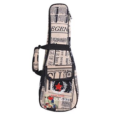 Imagem de LiebeWH Padrão de Jornais Ukelele Bolsa Com Alça de Ombro Ajustável e Mochila Oxford de Bolso Dianteiro para Concerto