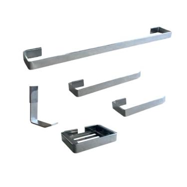 Imagem de Kit Acessórios Para Banheiro com 5 peças - Porta Toalha - Toalheiro - Porta Papel Higiênico - Saboneteira (Cromado)