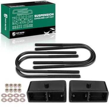 Imagem de YHTAUTO Kit de elevação de nivelamento traseiro de 5 cm compatível com Dodge Ram 1500 2002-2008, 4WD/RWD, parafusos em U de aço com blocos de elevação, kit de nivelamento de suspensão com kit de