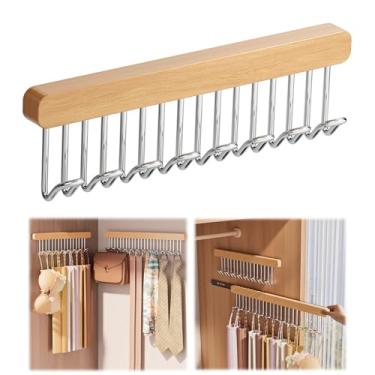 Imagem de varão de manobrista deslizante para fora, gancho que economiza espaço com 8 ganchos para cintos, gravatas, sutiãs, extensível de 18,5 cm, comporta 10,4 kg (esquerda)