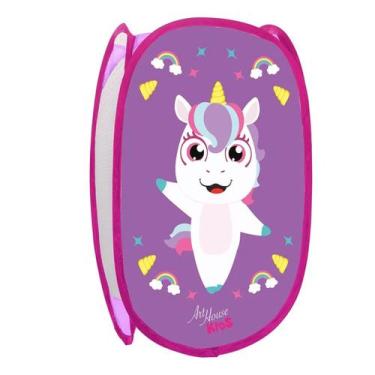 Imagem de Cesto organizador infantil dobrável dinossauro brinquedos Unicornio - 