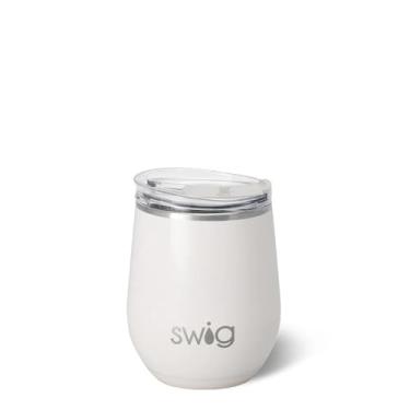 Imagem de Swig Life Copo de vinho de 340 g com tampa, aço inoxidável, lavável na lava-louças, portátil, copo de vinho com isolamento triplo (pérola brilhante)
