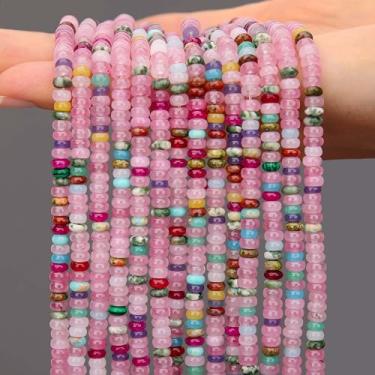 Imagem de AUREHEN 2 fios (300 peças) contas Rondelle de cores mistas, 2 * 4 mm pedras preciosas espaçadoras soltas contas de disco de ábaco para pulseira faça você mesmo, colar, brincos, fabricação de joias