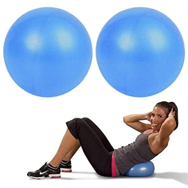 Imagem de Pacote com 2 bolas de exercício, mini bolas de ioga com barra de Pilates de 20 a 23 cm, pequenas bolas dobradoras anti-explosão para pilates, ioga, treinamento básico e fisioterapia, melhora o