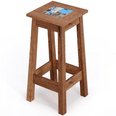 Imagem de Banqueta Alta Pinus Rústica Cerâmica Vintage W02 Imbuia