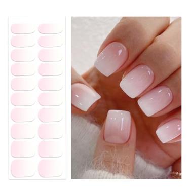 Imagem de OAUEE Tiras de unhas de gel semicuradas | Adesivos de unhas de gel com luz UV necessária | Qualidade de salão de beleza, fácil aplicação e remoção (rosa ombre)