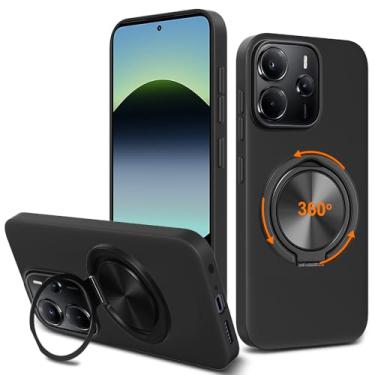 Imagem de Capa de telefone compatível com Xiaomi Redmi Note 14 4G (NÃO 5G NÃO PRO) com protetor de tela, suporte de anel giratório de 360°, suporte/suporte, capa protetora de silicone TPU para Redmi Note 14 4G