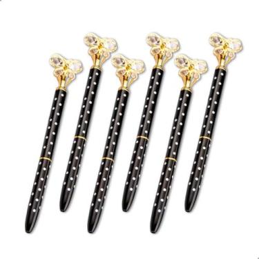 Imagem de 6 Caneta Esferografica Borboleta Cristal Luxo Corpo Metal - Darujo, Pr