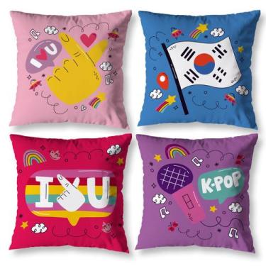 Imagem de Kit 4 Capas Almofada 40cm X 40cm Decorativa Infantil Kids Digital Sem 