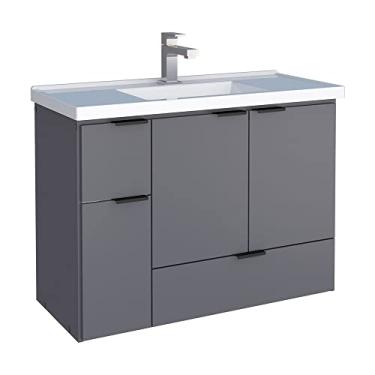 Imagem de Gabinete para Banheiro em Madeira Com Lavatório em Mármore Sintético Orquídea Colors 80 Cinza - Cozimax