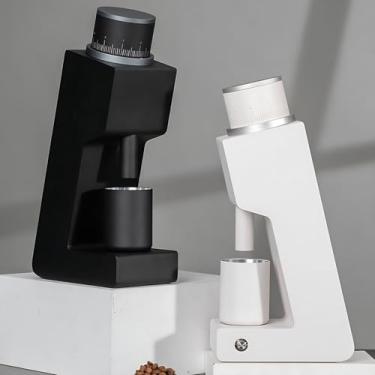 Imagem de Moedor de café elétrico cônico com acessório para prensagem de pó, núcleo de moagem hexagonal, controle contínuo, sistema de engrenagens em aço inoxidável, inclinação de baixa retenção de 76,5° -