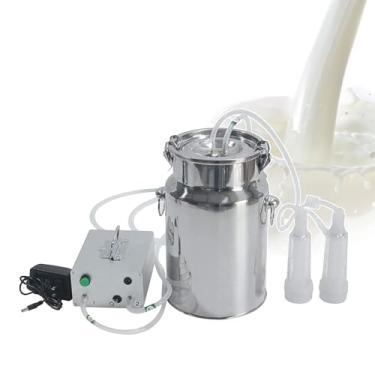 Imagem de CNAOHGHN Ordenhadeira EléTrica De Bomba De VáCuo De 3l/5l/7l/10l/14l, Ordenhadeira Pulsada EléTrica Para Vacas/Cabras, Com 2 Copos De Tetina, Balde De Leite De AçO InoxidáVel 304