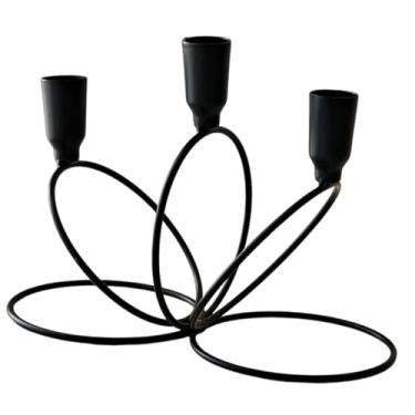 Imagem de IEUDNS Candelabro de metal com 3 braços, peça central de 8,2 x 4 x 6 polegadas, resistente para decoração de ação de Graças, acessório para suporte de velas, Preto