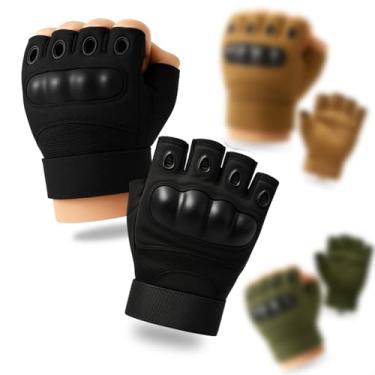 Imagem de Luva Tática Meio Dedo Militar Unissex Antiderrapante para Airsoft, Academia, Musculação, Motoqueiro, Bike, Crossfit, Ciclismo, Treino, Paintball, Segurança - Tamanho Único (Preta)