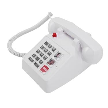 Imagem de ASHATA BONGTNOS BONDOS Telefone, Volume Ajustável Visual Ringer Large Lined Lined Telefone Tem 5 Números de SOS, para Idosos e Com Deficiência Visual