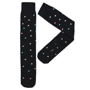 Imagem de Meia Cano Puket Feminina Bolinhas Preto 34 a 39, Preto, 34 A 39