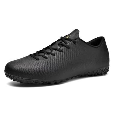 Imagem de Chuteiras de futebol masculinas preto/branco/vermelho para meninos, tênis de futebol juvenil unissex para treinamento profissional esportivo, Preto, 35