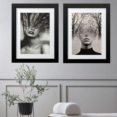 Imagem de Kit 2 Quadros Grandes Mulher Árvore - 60X48Cm