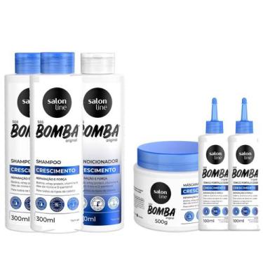 Imagem de Kit Bomba 3 Itens + 2 Tônico Cresc. + Shampoo - Salon Line